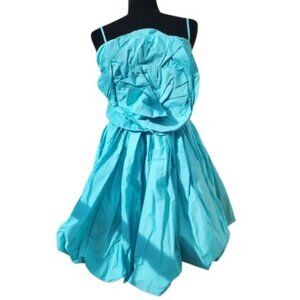 Exquisite Designer Runway Cocktail Party Prom Flower Rose Turquoise Sexy Dress